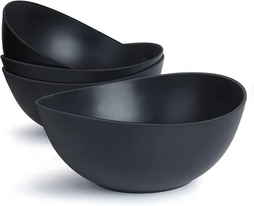 Vista 9 de Juego de 6 lazos de fibra de bambú de 6.2 pulgadas, cuencos de sopa de 24 onzas para servir ensalada, aperitivos, guarniciones, cuencos modernos