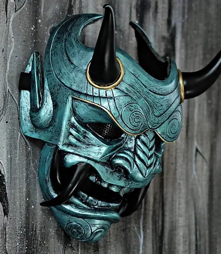 Vista 5 de Máscara de Airsoft Samurai Assassin Demon Oni BB Gun Halloween Cosplay malvado DA07