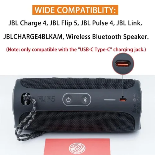 Vista 2 de Cable adaptador de fuente de alimentación de repuesto compatible con Charge 4, Charge 5, Flip 6, Flip 5, Pulse 4, Jr Pop Speaker, Endurance Peak