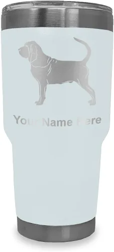 Vista 10 de LaserGram Vaso aislado al vacío de 20 onzas, perro sabueso, grabado personalizado incluido (negro)