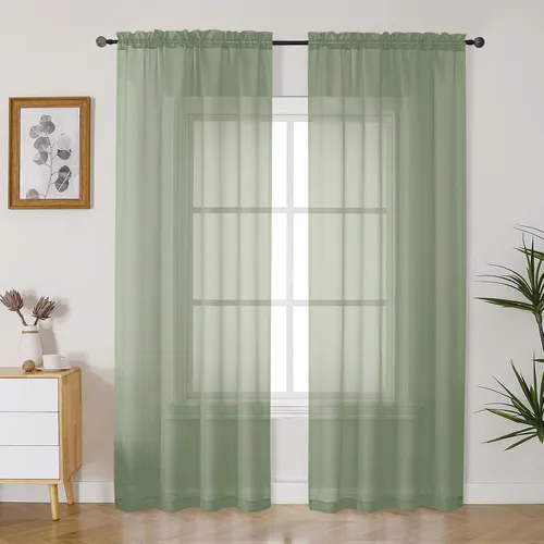 Vista 132 de Gwine Cortinas transparentes negras de 108 pulgadas de largo Negro