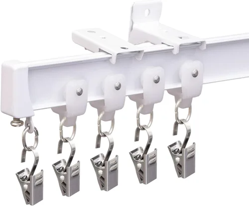 Vista 9 de MaKefeile – Riel de cortina de techo flexible para montaje en techo o pared, divisor de habitación resistente para sala de estar, dormitorio, ducha