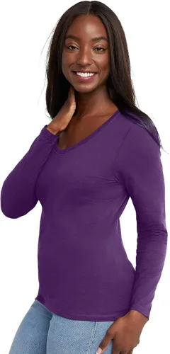 Vista 5 de Hanes Perfect-T Camiseta de manga larga con cuello en V para mujer