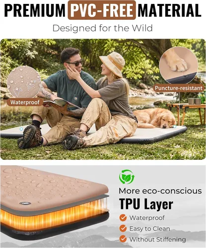 Vista 6 de KingCamp FLEXIREST 5.0 - Colchoneta de dormir doble para camping, compacta, tamaño completo, con bolsa de inflador, colchón de campamento sin PVC