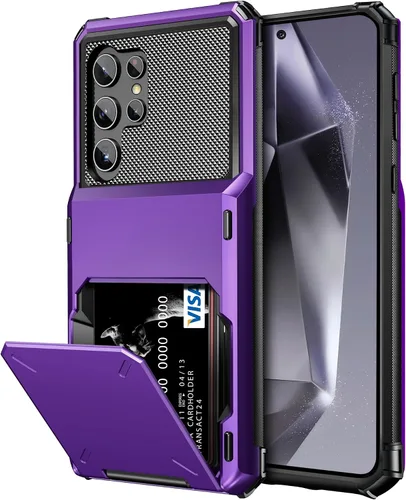 Vista 14 de Vofolen Funda tipo cartera para Samsung Galaxy S24 con soporte para tarjetas, funda protectora de doble capa de 4 tarjetas, resistente a prueba