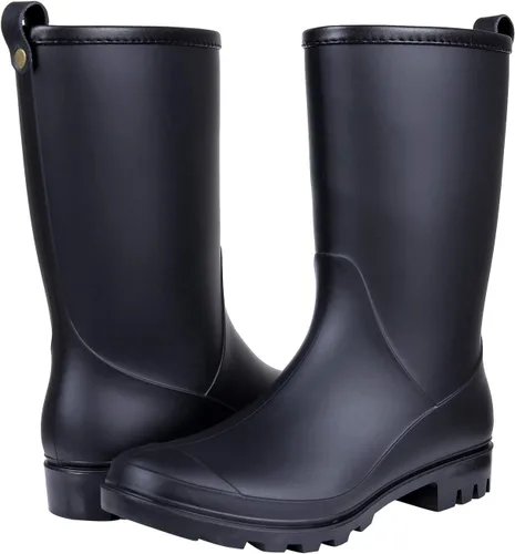 Vista 7 de Litfun Botas de lluvia de media pantorrilla para mujer, impermeables, ligeras, para jardín