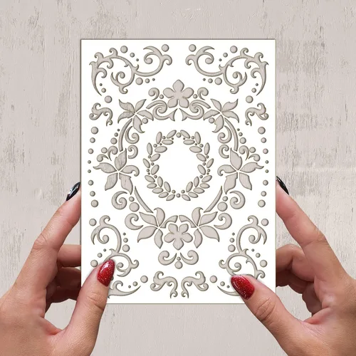 Vista 2 de Plantilla decorativa FLONZ de 6 x 8 pulgadas, diseño de torbellino de flores Art Deco para pintura de pared, álbumes de recortes y decoración