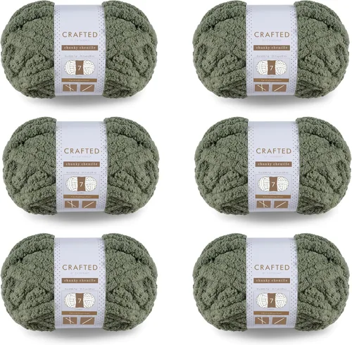 Vista 9 de Crafted By Catherine Hilo de Chenille Grueso - Paquete de 2 (8 oz / 227 g, 31.7 Yardas Cada Madeja), Beige, Calibre 7 Jumbo