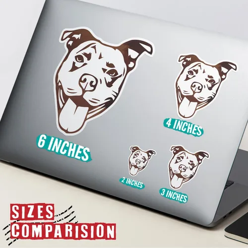 Vista 3 de Plantilla de Cara de Pitbull 1 (Juego de 3) Pegatina Troquelada de Vinilo Impermeable de 2" para Laptop Botella de Agua Vaso Funda de Teléfono