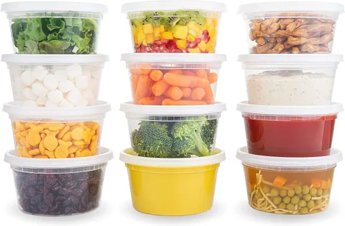 Vista 8 de Durahome – Recipientes de plástico deli con tapas, calidad premium, apto para microondas, transparente almacenamiento de alimentos, contenedor
