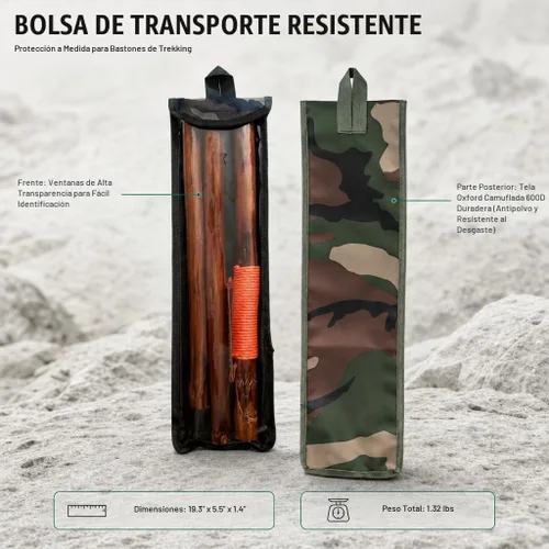 Vista 5 de FOREST PILOT 3pcs desmontable madera de abeto bastón lobo talla 55 pulgadas