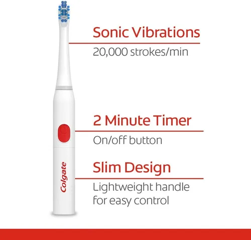 Vista 5 de Colgate, 360 Advanced Sonic Battery Power Cepillo de dientes suave, blanqueamiento, 1 unidad