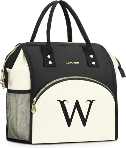Vista 30 de Bolsa de almuerzo personalizada para mujer, elegante, reutilizable, aislada, con iniciales, para amiga, grande, de apertura ancha, resistente al