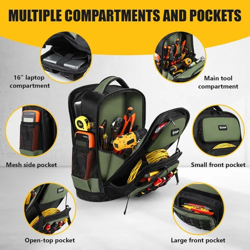 Vista 3 de Mochila de herramientas, UUP - Bolso de herramientas resistente de gran capacidad con fondo duro moldeado impermeable, mochila de almacenamiento