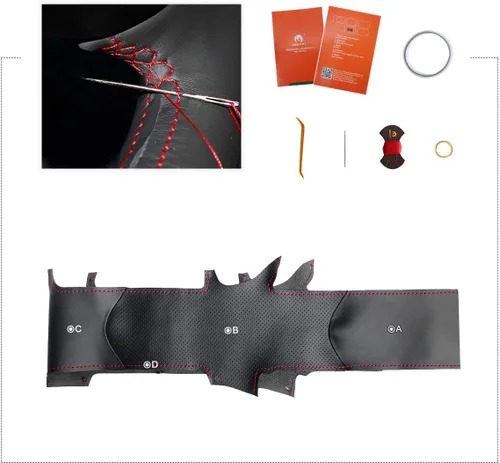 Vista 2 de MEWANT Cubierta de volante de automóvil de cuero artificial negra personalizada para Mazda MX-5 2016 2017 2018 2019 automotriz Interiores