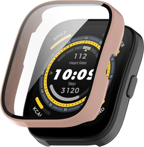 Vista 10 de RuenTech Protector de pantalla compatible con Amazfit Bip 5, funda protectora de policarbonato impermeable, película de vidrio templado HD integrada