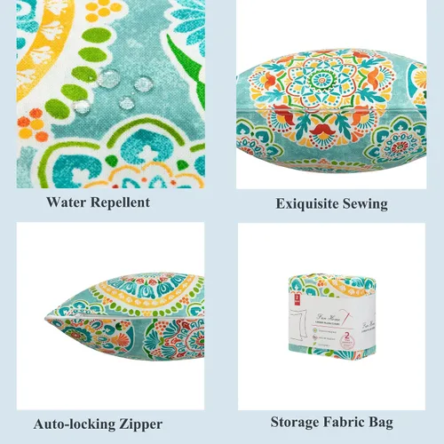 Vista 4 de FUNHOME Fundas de almohada lumbar para exteriores, 12 x 20 pulgadas, sin relleno, círculo cian