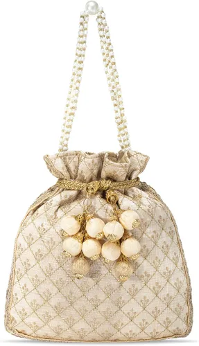 Vista 8 de Aheli Potli - Bolsa de regalo para mujer, hecha a mano, de noche, elegante bolso de novia, bolso de moda