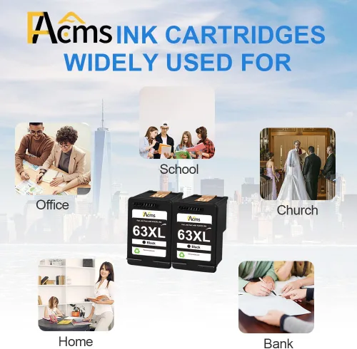 Vista 4 de 63XL - Cartuchos de tinta negros de repuesto para HP 63 63 XL para impresora HP OfficeJet 3830 5255 Envy 4520 4512 DeskJet 1112 3630 3632 2132