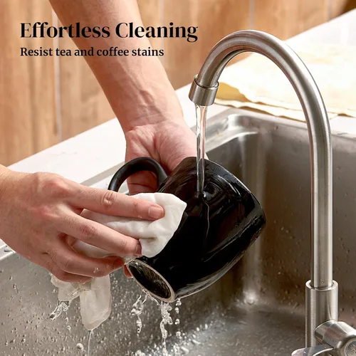 Vista 4 de DOWAN Tazas de café, juego de 6 tazas de café negras, tazas de café de cerámica de 16 onzas con asas grandes para hombres y mujeres, taza grande