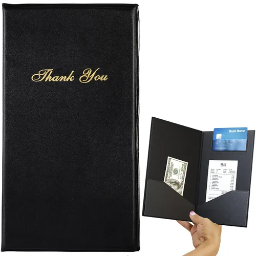 Vista 10 de Presentador de cuenta para comensales con frase "Thank you" en dorado - 5.5" x 10", Estándar