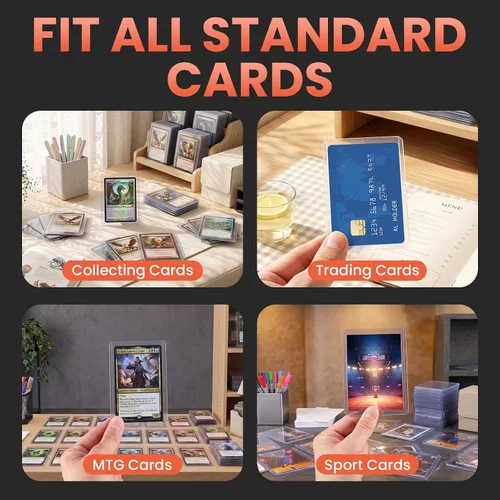 Vista 6 de 200 fundas para tarjetas de plástico duro, 3 x 4 pulgadas para tarjetas, tarjeteros de béisbol, protectores de tarjetas coleccionables para tarjetas