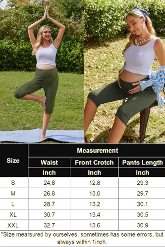 Vista 6 de Ekouaer Pantalones cortos de maternidad para mujer, pantalones capri de maternidad, pantalones cortos de yoga, pantalones cortos para embarazo