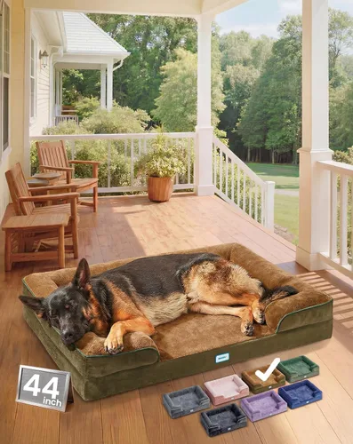 Vista 18 de OhGeni Cama ortopédica refrescante para perro, sofá refrescante para mascotas grandes con espuma viscoelástica, lavable a máquina, funda extraíble