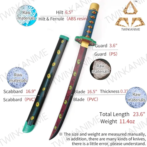 Vista 3 de TWINKANIME Slayer Sword Demon para niños de 6 años con hoja de nicirín con música, todos los 19 tipos de cosplay para niñosniñasadolescentes Katana