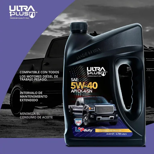 Vista 3 de SAE 5W-40 aceite de motor diesel sintético completo API CK-4/SN 1 galón