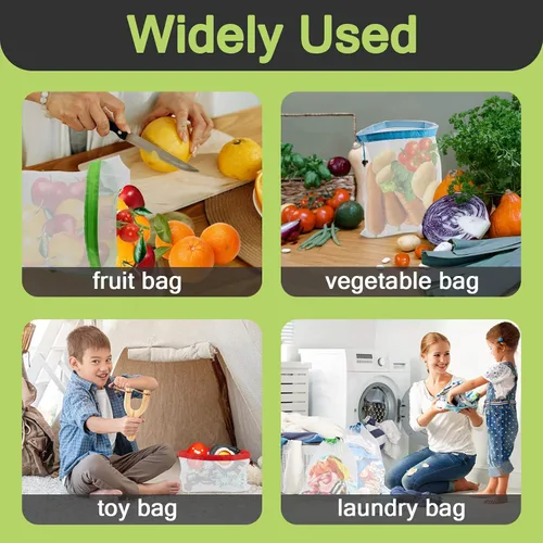 Vista 7 de MAQIHAN 6 bolsas reutilizables para productos – Bolsas de malla para productos con cordón, reutilizables, lavables, bolsas de almacenamiento