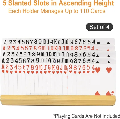 Vista 3 de plusvivo Juego de 4 tarjeteros para cartas con soporte ajustable, para personas mayores, adultos y niños, 5 ranuras de hasta 110 tarjetas, soporte