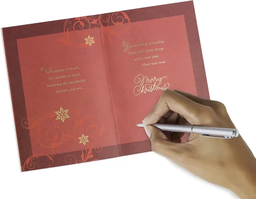 Vista 6 de Hallmark - Tarjeta navideña para mamá y papá (árbol rojo de papel de aluminio)