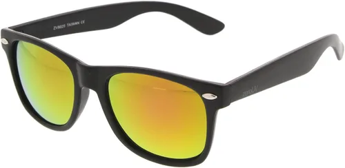 Vista 13 de zeroUV Gafas de sol reflectantes mate planas 8025 de estilo con borde de cuerno grande con lente de color flash