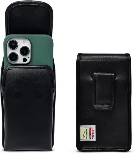 Vista 10 de Turtleback - Funda de piel prémium para iPhone 16 Pro Max, 15 Pro Max, 14 Pro Max, 13 Pro Max, soporte para cinturón de teléfono negro para fundas