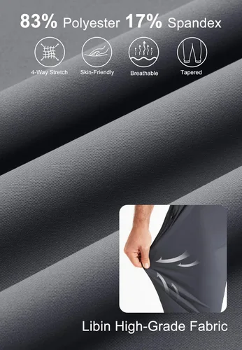 Vista 4 de Libin Pantalones deportivos de golf elásticos en 4 direcciones con bolsillos, pantalones de vestir ajustados para trabajo, pantalones deportivos