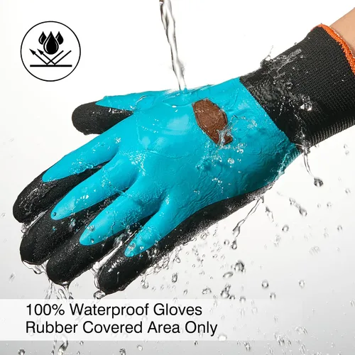 Vista 4 de COOLJOB Guantes impermeables de invierno para congelador para trabajar en jardinería, pesca, trabajador de construcción, doble revestimiento de goma