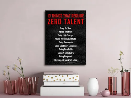Vista 4 de Pyradecor Póster motivacional de 10 cosas que requieren cero talento para oficina, citas positivas, póster inspiracional, impresiones en lienzo
