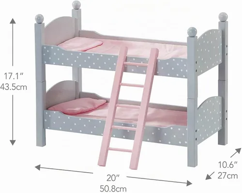 Vista 3 de Doble litera Teamson de lunares, de princesa, de 18" , 18", gris