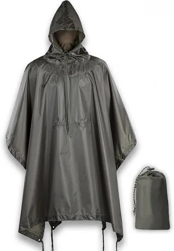 Vista 10 de M-Tac Poncho de Lluvia Táctico - Poncho Militar del Ejército Refugio - Ponchos de Lluvia Impermeables Ripstop para Acampada, Senderismo, Caza al