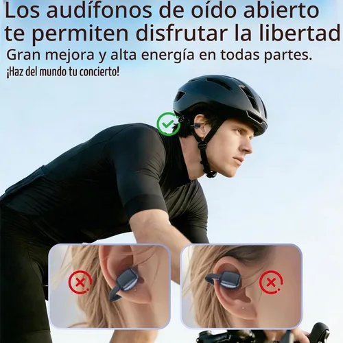 Vista 6 de Auriculares inalámbricos Bluetooth de oreja abierta, con clip, cómodos para todos los oídos, auriculares ENC con cancelación de ruido con tiempo