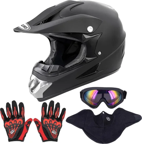 Vista 13 de OUMURS Casco de motocross para adultos con gafas, guantes y máscara, casco de motocross ATV unisex para adultos, hombres y mujeres, visera solar