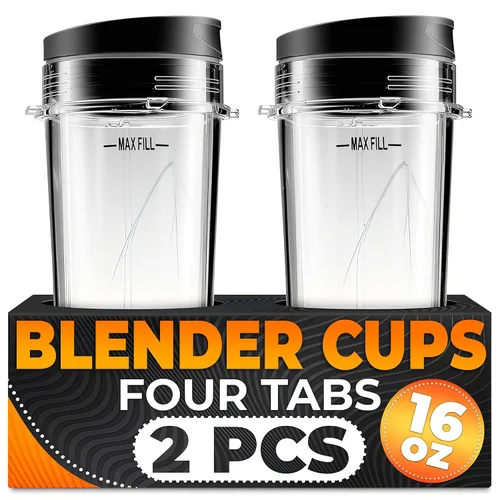 Vista 13 de Vasos de repuesto de 18 onzas para licuadora Ninja, paquete de 2, diseño Vasos de licuadora compatibles con los modelos BL480/450/480D, Auto IQ 18