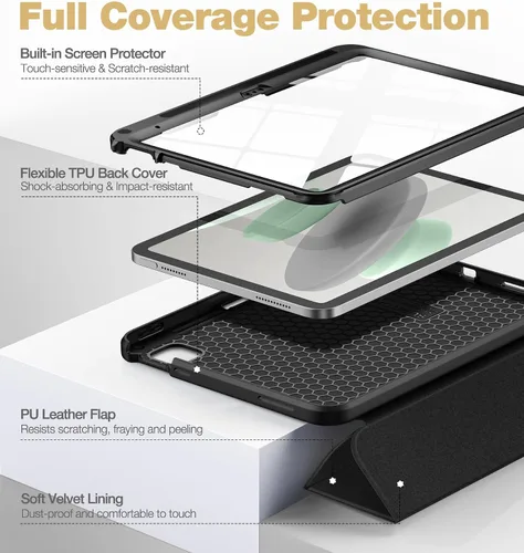Vista 6 de SURITCH para iPad de 10.ª generación, funda de 10.9 pulgadas 2022, protector de pantalla integrado, soporte para Apple Pencil, imán, funda
