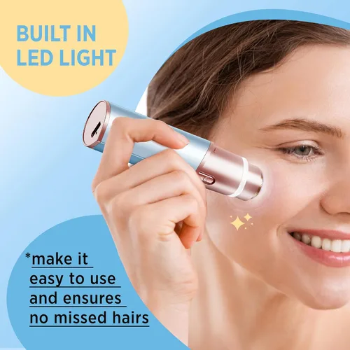 Vista 5 de Depilación facial para mujeres: Dispositivo eléctrico de depilación - Afeitadora facial recargable sin dolor para barbilla, labio superior y vello