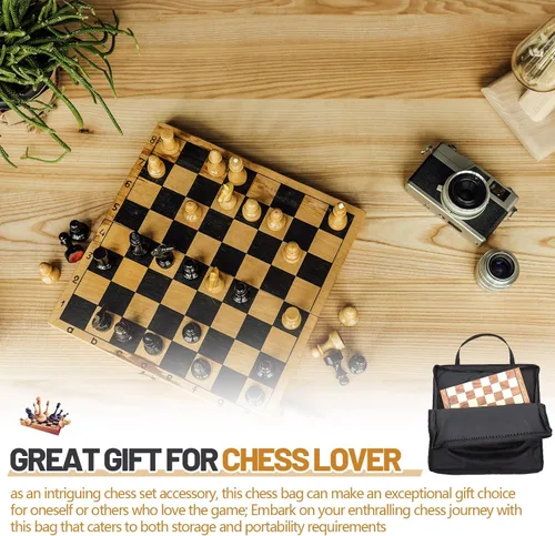 Vista 4 de Bolsa de ajedrez estándar de pulgadas con un solo bolsillo con cremallera para almacenar tu equipo, un regalo ideal (20 x 20 pulgadas)