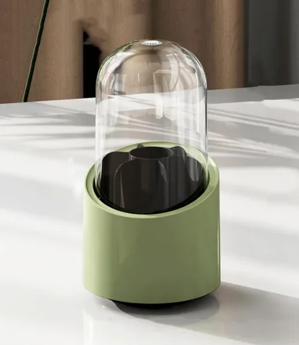 Vista 10 de Fantasee Organizador de brochas de maquillaje giratorio de 360°, almacenamiento de 7 compartimentos con cubierta transparente a prueba de polvo
