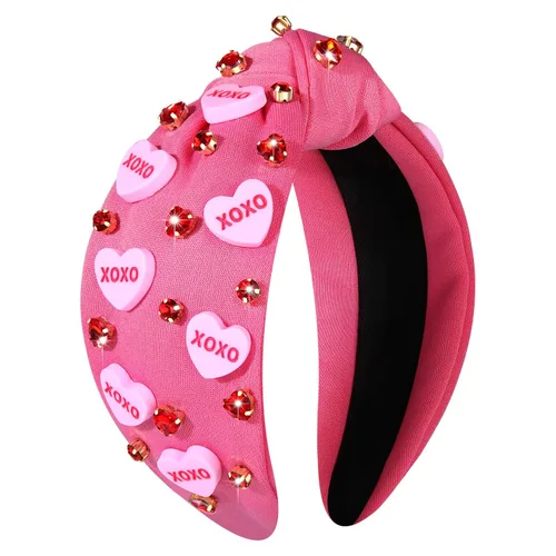 Vista 15 de mokkia Diademas de corazón para el día de San Valentín para mujer, accesorios para el día de San Valentín, diadema anudada con corazón con cuentas