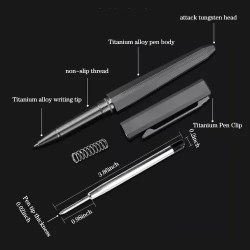 Vista 2 de Bolígrafo de bola de titanio, bolígrafo de bolsillo multifuncional EDC con tapa, bolígrafo de lujo, bolígrafo para firmas de oficina y negocios