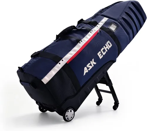 Vista 11 de ASK ECHO Locklink StableRoller - Bolsa de viaje de golf con sistema de balanceo de 4 ruedas, patas de soporte extensibles
